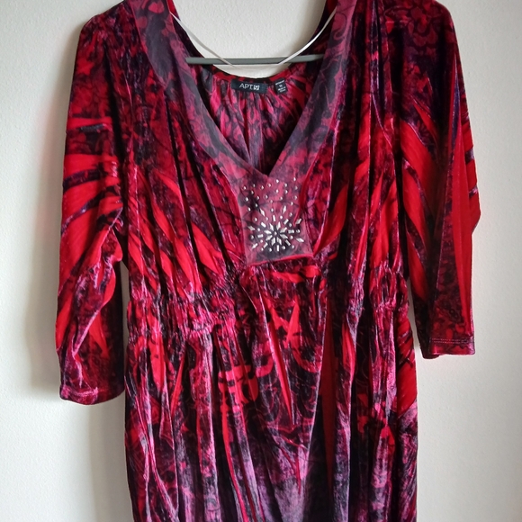 Apt.9 Velvet Baby Doll Style Tunic Shirt 1X Red Vampy Velour Y2K Grunge - Picture 11 of 11
